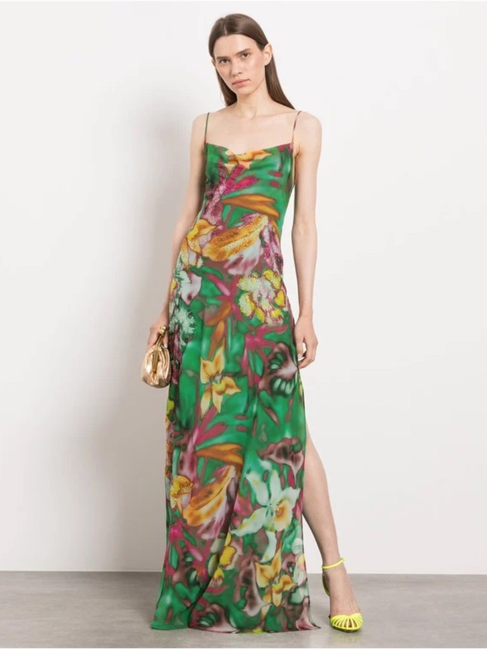 The Ándamane- Isabelle green dress in floral print